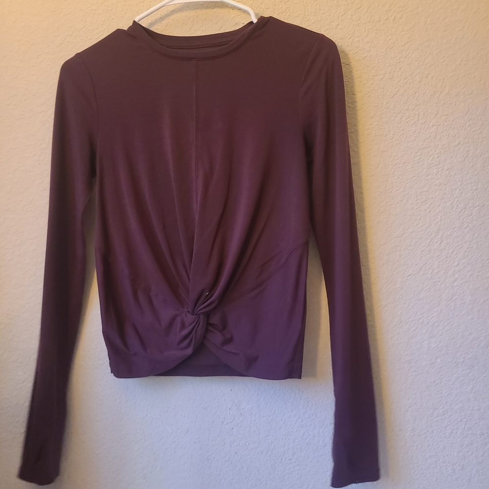 Athleta Burgundy Long Sleeve Twist Top